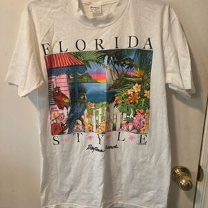 Vintage Daytona Beach Florida Style T Shirt Adult Medium White tee single stitch